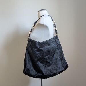 Iris Apfel Extinctions Black Pony Hair Leather Chain Hobo Bag Rare